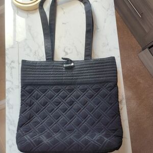 Vera Bradley Black Quilted Tote with Silver Accent